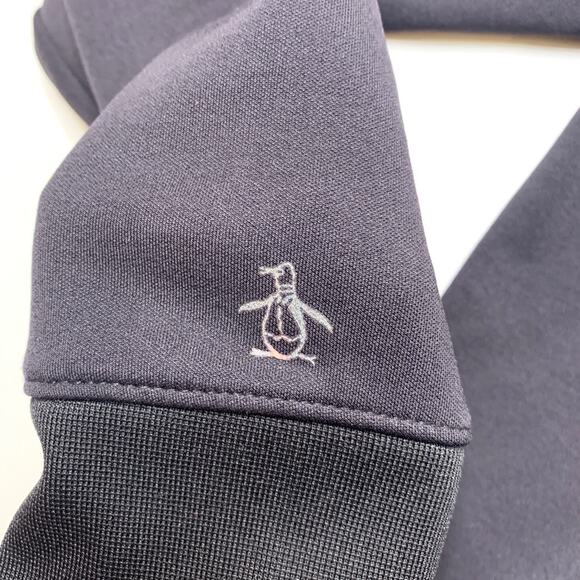 Original Penguin Jacket Mens L Large Black Full Zip Activewear Track Bomber - Picture 8 of 11